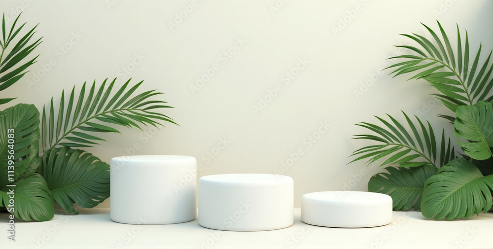 White Pedestals: Elegant, smooth white pedestals standing tall and centered in the image , high-end product displays White Pedestals: Elegant, smooth white pedestals standing tall and centered in the image , high-end product displays