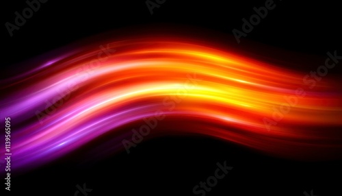 Abstract vibrant waves of light flowing on black background.