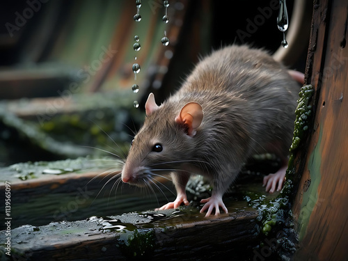 Exploring the habitats of ugly rats in urban sewers wildlife photography dark environment close-up perspective