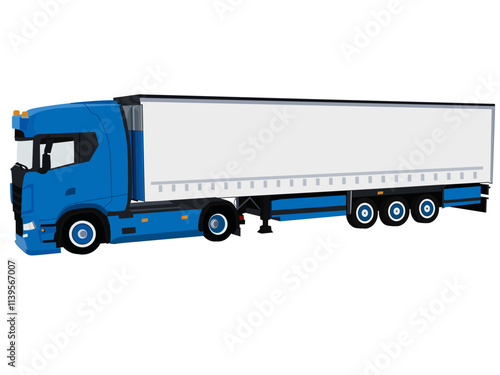 Blue trailer  truck , container truck 