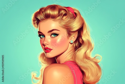 1960s Pin-Up Girl: Vintage Clip Art Sticker