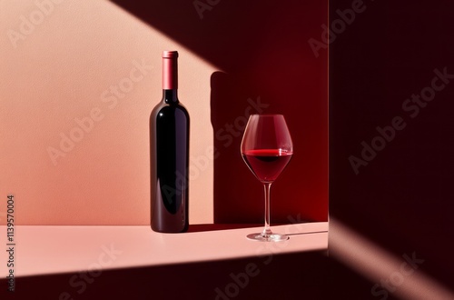 Red Wine Bottle and Glass i...