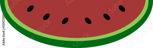 illustration of red watermelon slice isolated on white, ripe watermelon
