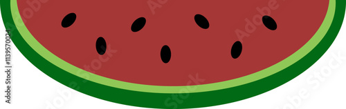 illustration of red watermelon slice isolated on white, ripe watermelon