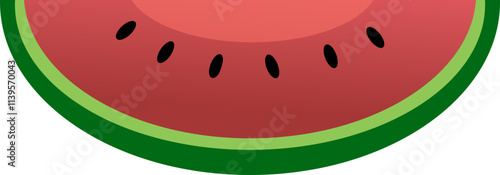 illustration of red watermelon slice isolated on white, ripe watermelon