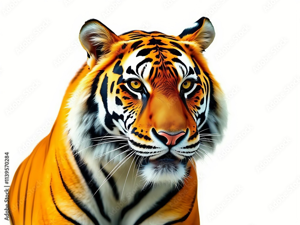 Naklejka premium Close up of tiger face. Portrait of tiger face. Tigers face