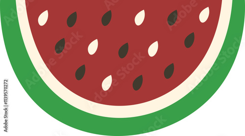 illustration of red watermelon slice isolated on white, ripe watermelon