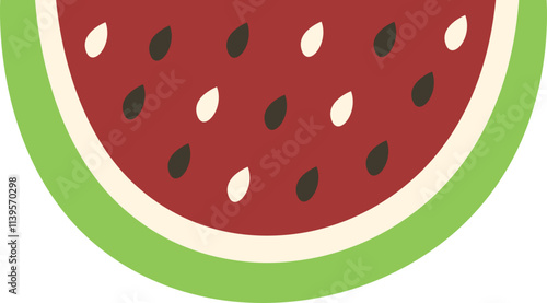 illustration of red watermelon slice isolated on white, ripe watermelon