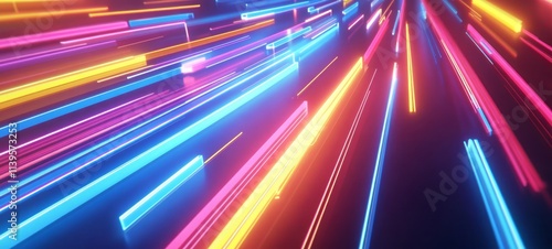 Bright Neon Lines Converge ...