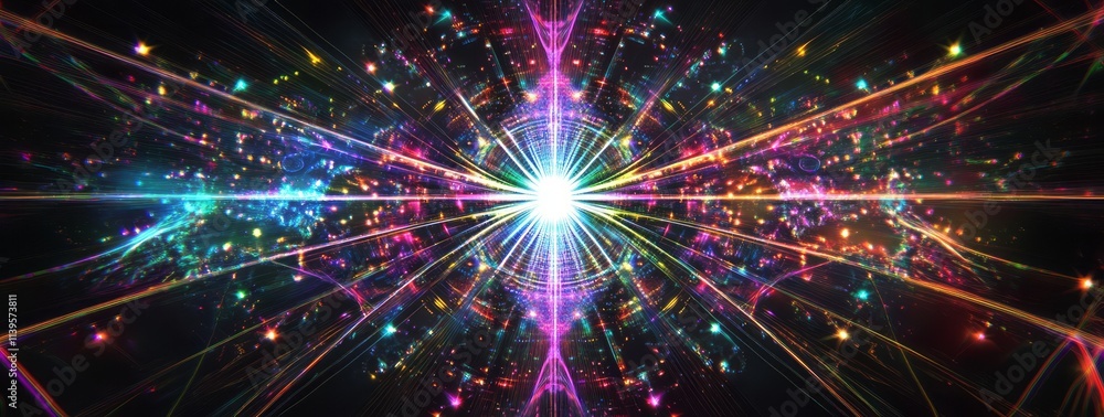 Naklejka premium Abstract Colorful Light Tunnel Radiating Energy