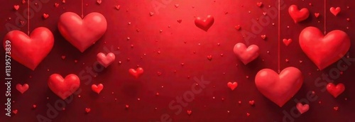 red hearts on an abstract background with blurred lights. Web banner advertising concept for Valentine's Day or birthday, wedding day, mother's day, space for text, valentine's day card layout