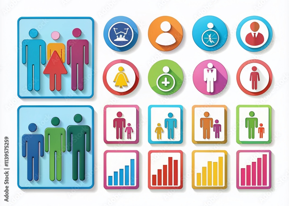 Colorful Demographic Data Visualizations - App Design Colorful Demographic Data Visualizations - App Design