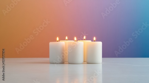 Wallpaper Mural Lighting serenity white candles on table minimalist decor calm atmosphere soft color gradient Torontodigital.ca