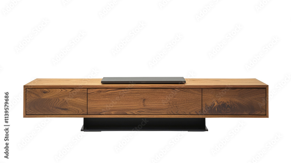 modern wood tv stand isolated on transparent white background, clipping path modern wood tv stand isolated on transparent white background, clipping path