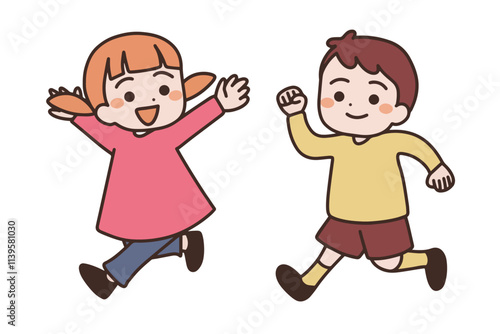 走る男の子と女の子