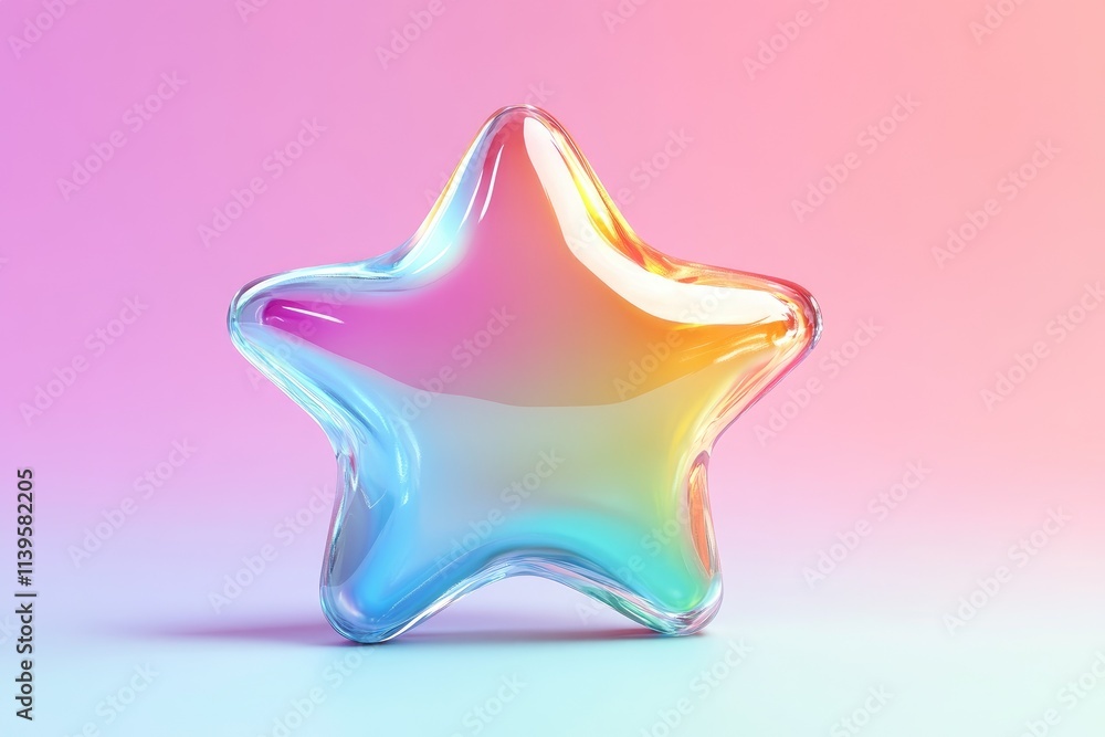 Big shiny star with colorful spheres on gradient background Big shiny star with colorful spheres on gradient background