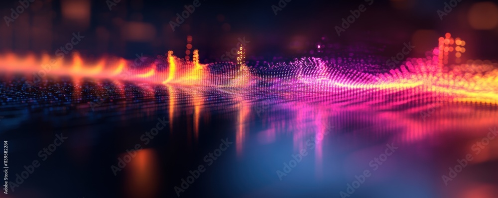 Fototapeta premium Abstract Glowing Soundwave Light Trails Visualization