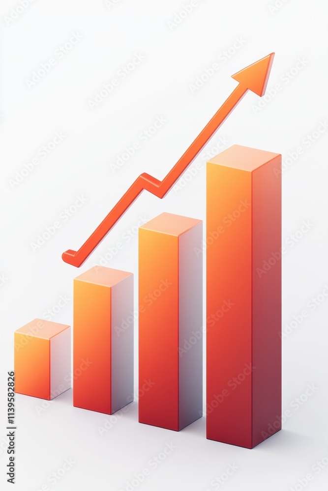 Abstract Orange Bar Graph with Upward Arrow Abstract Orange Bar Graph with Upward Arrow