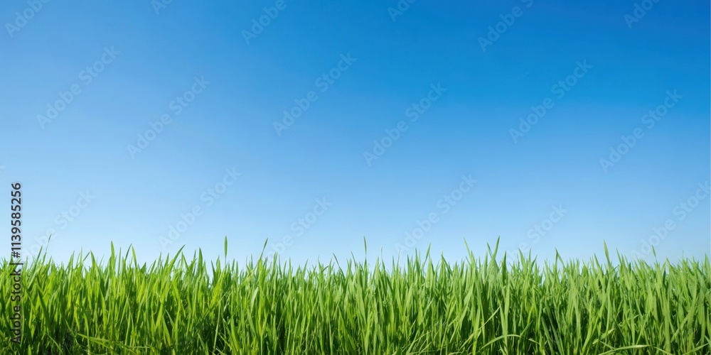 A vibrant green grass border against a clear blue sky, perfect for nature-themed designs and backgrounds. A vibrant green grass border against a clear blue sky, perfect for nature-themed designs and backgrounds.