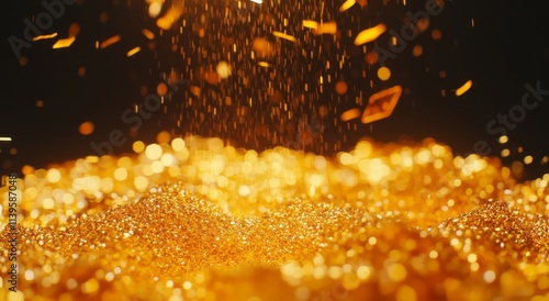 Golden Glitter Falling Onto...