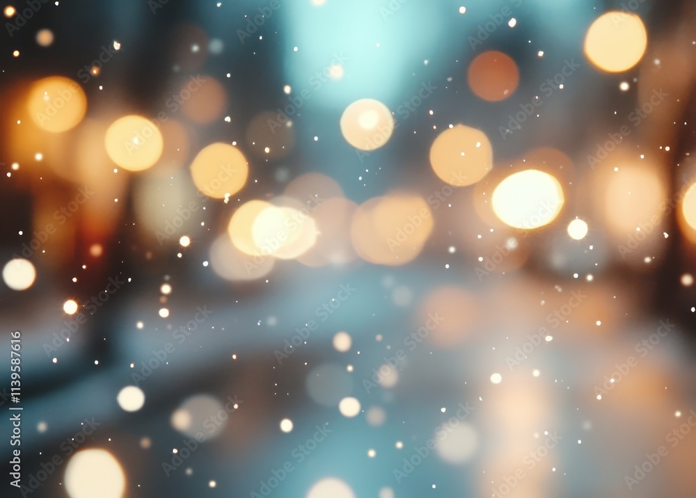Abstract Winter Night City Lights and Snow Abstract Winter Night City Lights and Snow