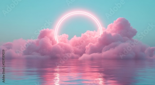 Pink Clouds Neon Ring Above...