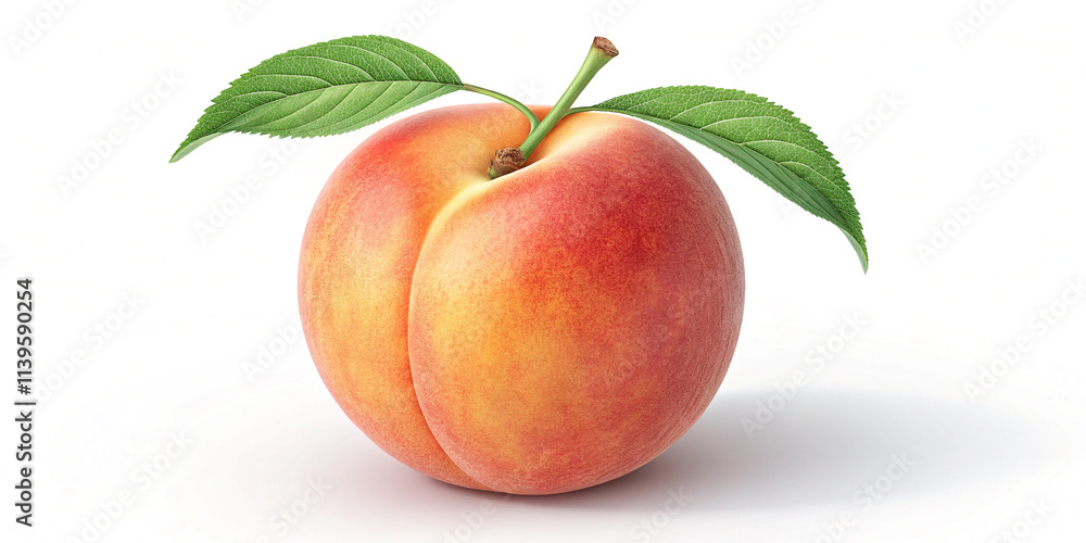 3D Peach Fruit Icon Isolated on Background 3D Peach Fruit Icon Isolated on Background