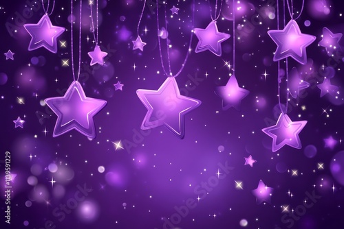 Purple Stars Hanging Agains...