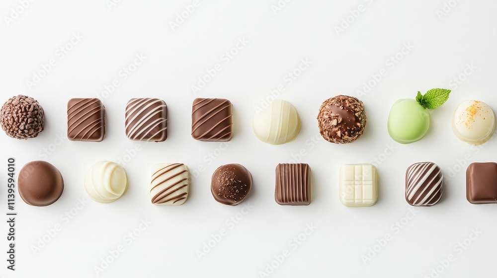 Assorted Chocolate Treats on White Background Assorted Chocolate Treats on White Background