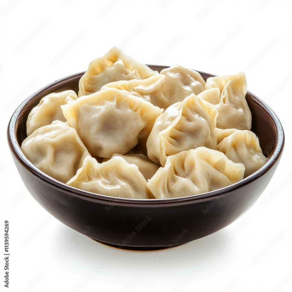 Bowl of dumplings isolated on white background Bowl of dumplings isolated on white background