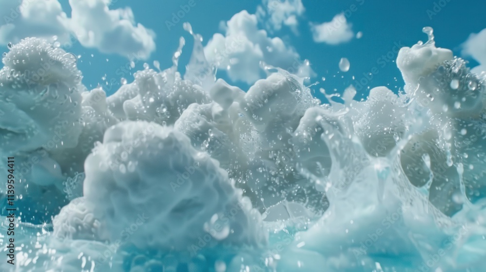 Frothy white waves crashing against a bright blue sky. Frothy white waves crashing against a bright blue sky.