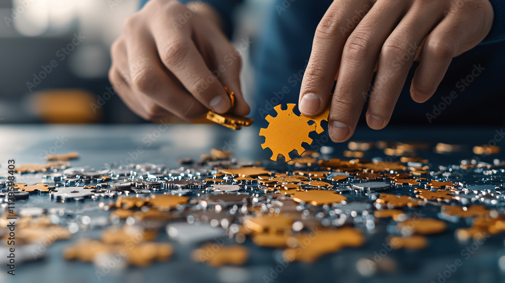 As person carefully assembles colorful puzzle, vibrant pieces create sense of focus and creativity in this engaging activity As person carefully assembles colorful puzzle, vibrant pieces create sense of focus and creativity in this engaging activity