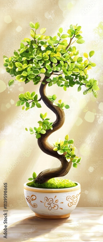 Serene Bonsai Tree in Sunlight Serene Bonsai Tree in Sunlight