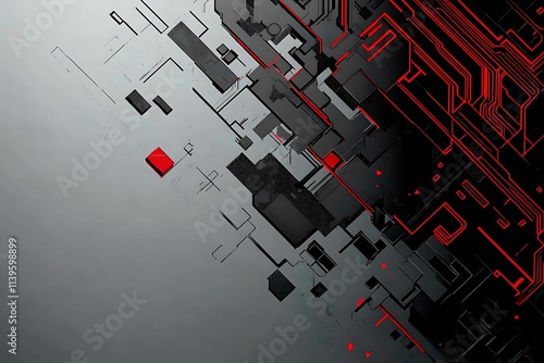 technology; abstract; futuristic; red; black; silver; digital; background; modern; lines; cyber; design; geometric; tech; sci-fi; dark; innovation; electronic; pattern; circuit; layout; motion; dynami photo