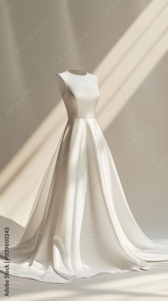 A chic wedding dress banner displaying a modern, minimalist gown with clean lines and a subtle satin sheen, placed on a simple, muted background for focus. A chic wedding dress banner displaying a modern, minimalist gown with clean lines and a subtle satin sheen, placed on a simple, muted background for focus.