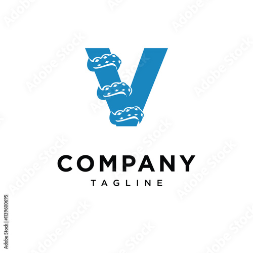 Letter V Tentacle Logo Icon Vector