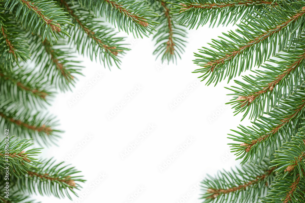 background of spruce branches on a white isolated background background of spruce branches on a white isolated background