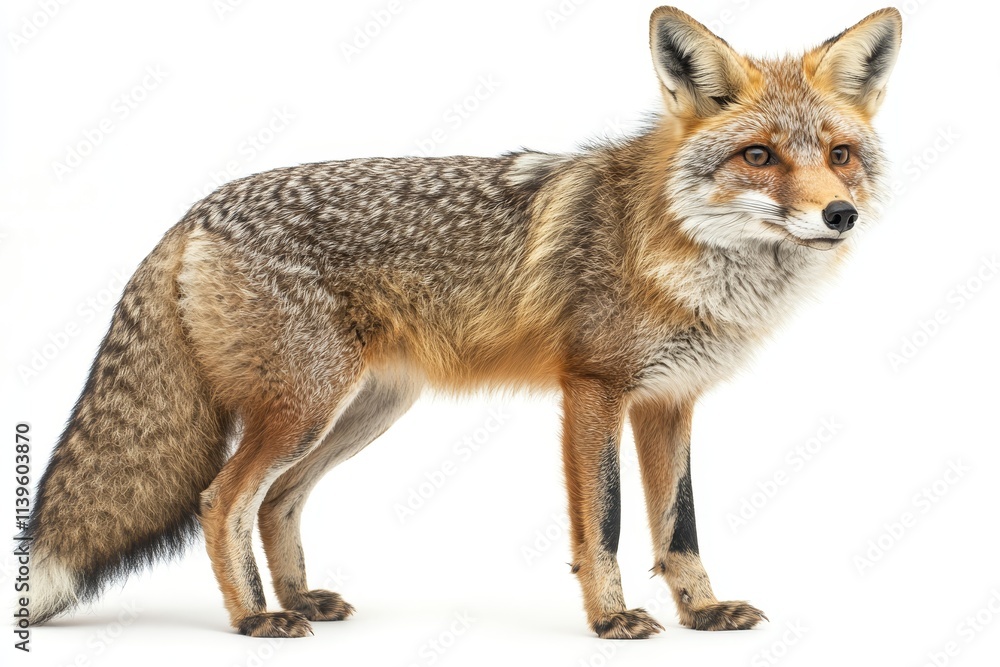 Fototapeta premium one fox on white background isolated