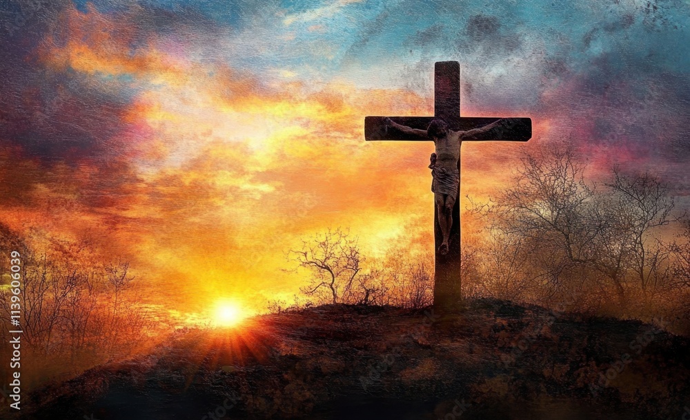 Crucifixion Of Jesus Christ - Cross At Sunset Crucifixion Of Jesus Christ - Cross At Sunset