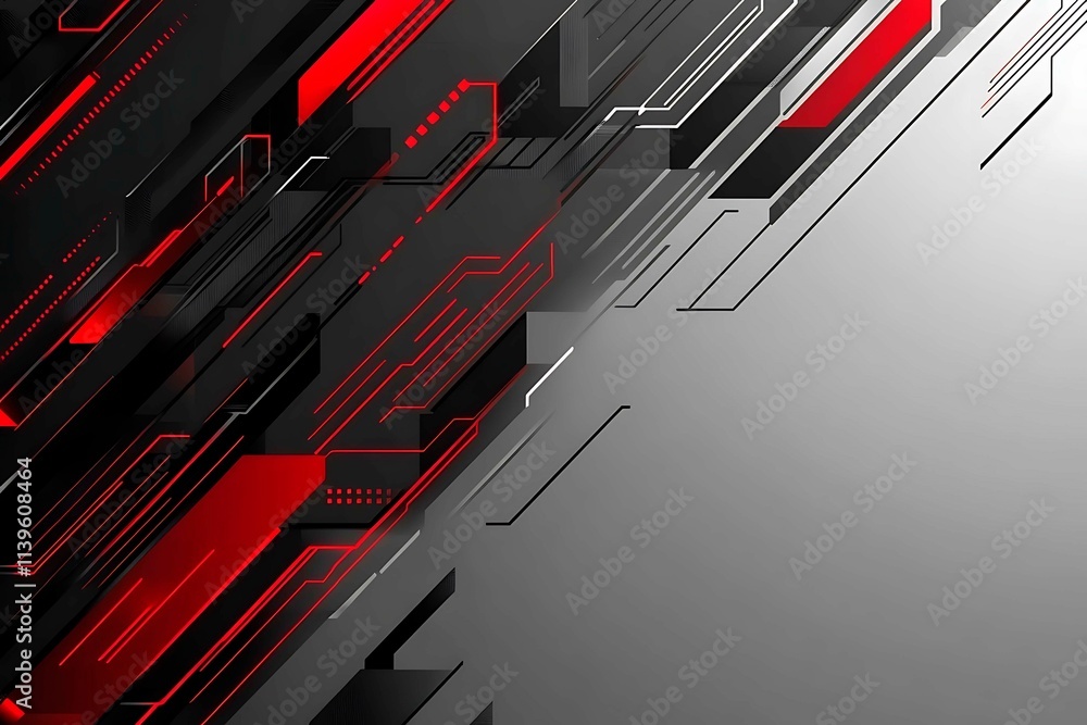 Dynamic technology-inspired abstract background with sharp red, black, and silver lines, creating a sleek and futuristic digital design. Dynamic technology-inspired abstract background with sharp red, black, and silver lines, creating a sleek and futuristic digital design.