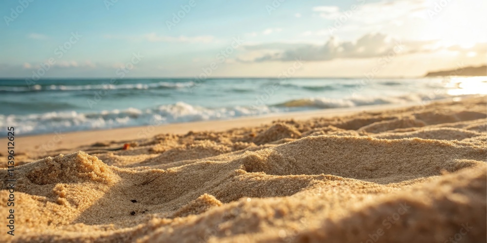 Golden Sand Dunes at the Ocean's Edge, Illuminated by the Setting Sun Golden Sand Dunes at the Ocean's Edge, Illuminated by the Setting Sun