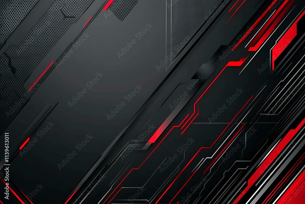 Dynamic technology-inspired abstract background with sharp red, black, and silver lines, creating a sleek and futuristic digital design. Dynamic technology-inspired abstract background with sharp red, black, and silver lines, creating a sleek and futuristic digital design.