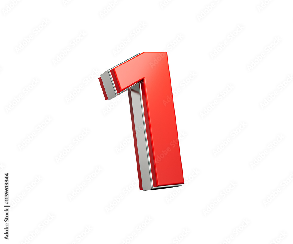 Bold Vibrant Red Number One Number 1 With Sleek Metallic Gleam 3D Illustration Bold Vibrant Red Number One Number 1 With Sleek Metallic Gleam 3D Illustration
