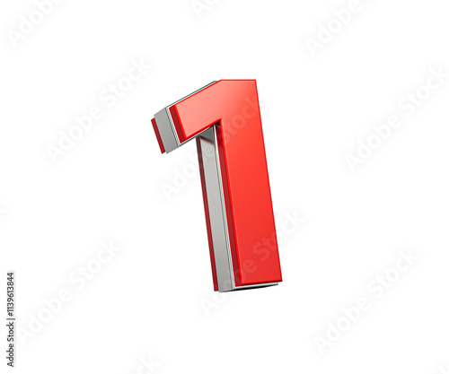 Free Download Bold Vibrant Red Number One Number 1 With Sleek Metallic Gleam 3D Illustration - GFXLoad