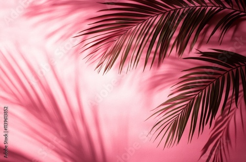 Pink background with palm l...
