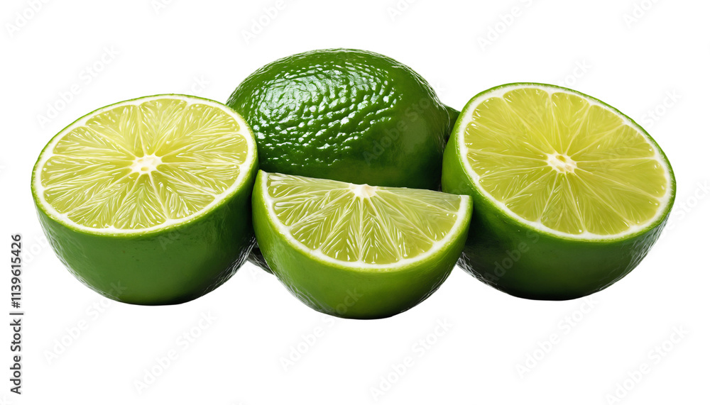 Set of delicious limes cut out Set of delicious limes cut out