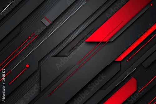 Dynamic technology-inspired abstract background with sharp red, black, and silver lines, creating a sleek and futuristic digital design.