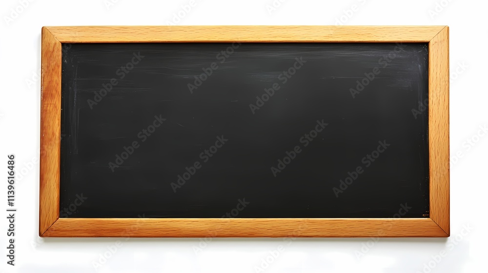 Empty Blackboard with Wooden Frame Ideal for Education, Teaching, Learning, and Creative Projects in Classrooms or Home Environments Against a Clean Background