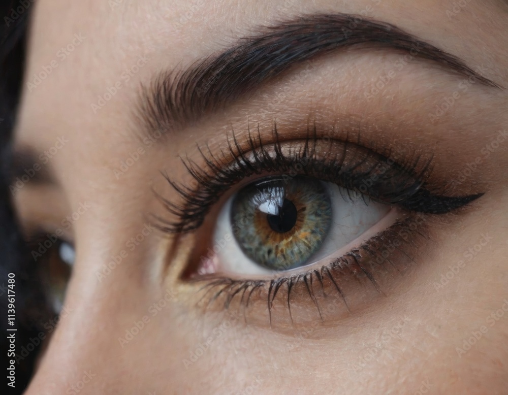 female eye close up, realistic illustration female eye close up, realistic illustration