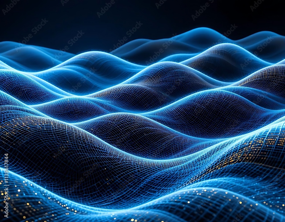 Fototapeta premium Waves of light forming layered statistical curves